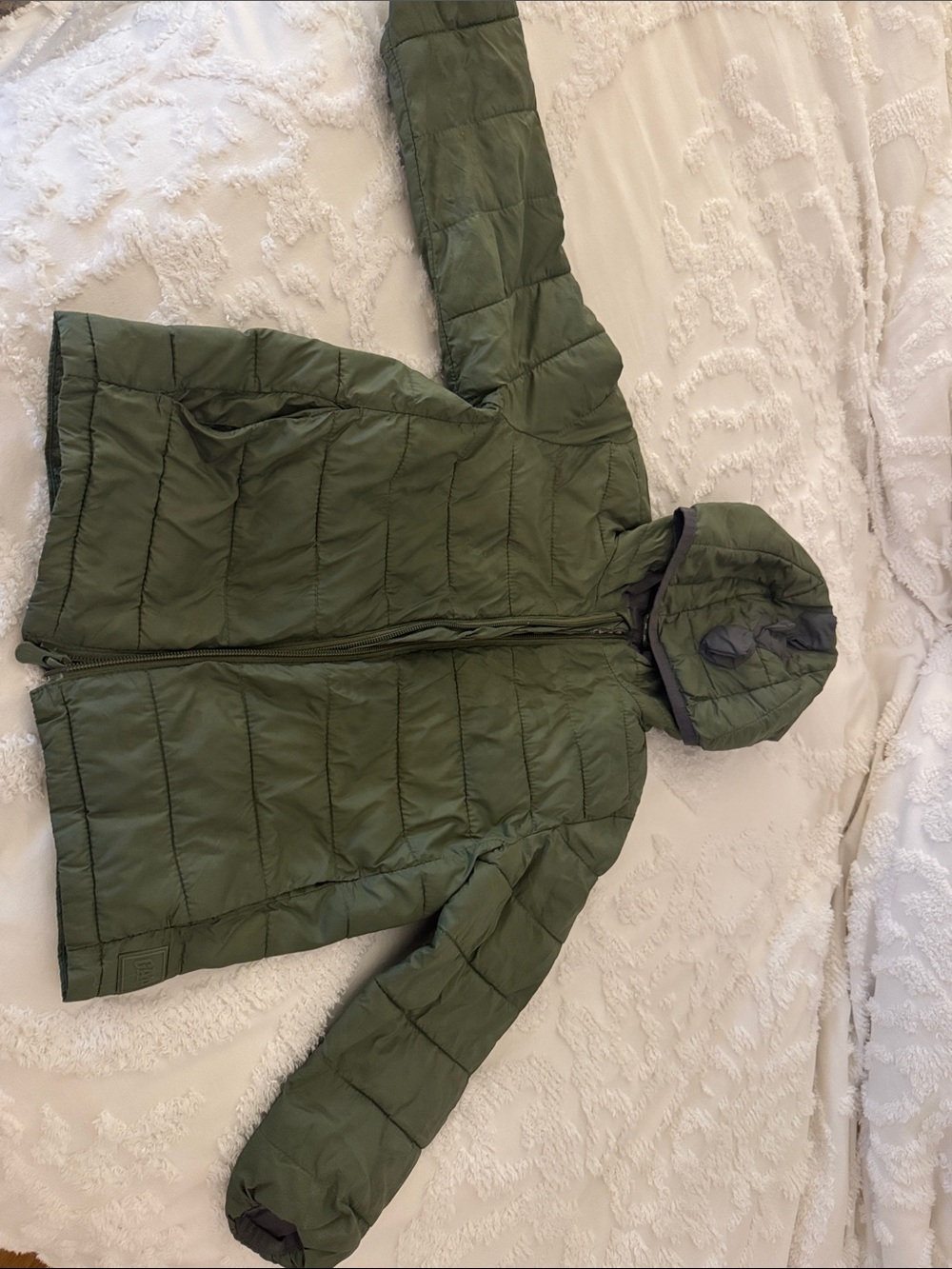 GAP Olive Green Hooded Puffer Jacket for Kids